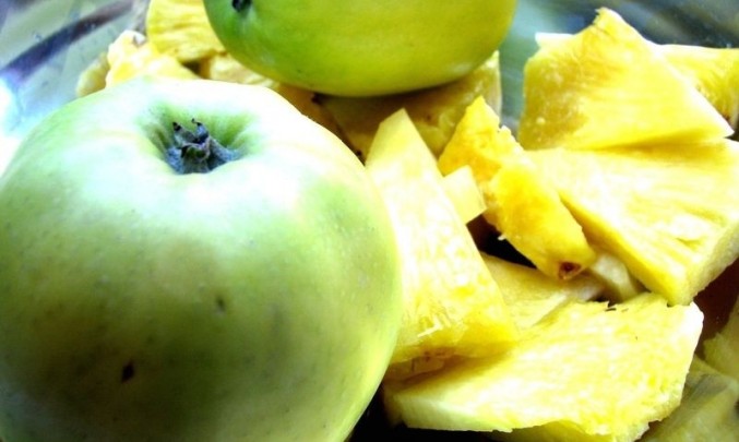 ovoce, jablko, ananas, jídlo