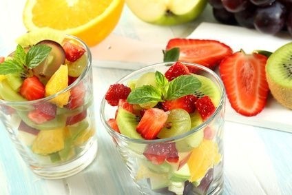 ovoce, sklenici, salát