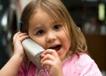 Dítě, mluvení, holčička, telefon