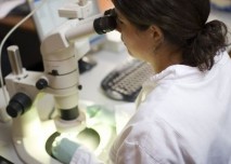 Žena, mikroskop,laboratoř,vyšetření